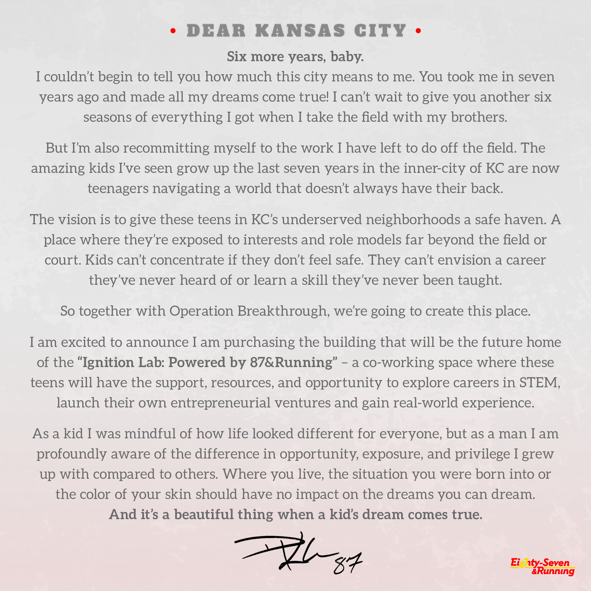 “Dear Kansas City…”